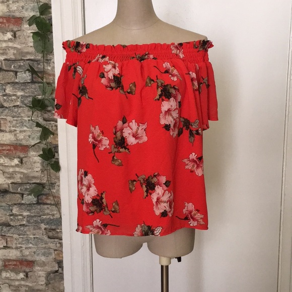Rachel Roy Off Shoulder Coral Flower Sz XS - Picture 2 of 7